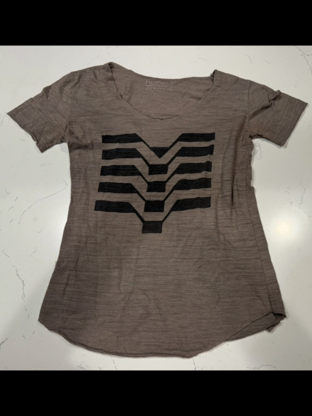 Nothing Obvious Graphic T Shirt Women’s Small Tan Raw Edge Y2K Tee